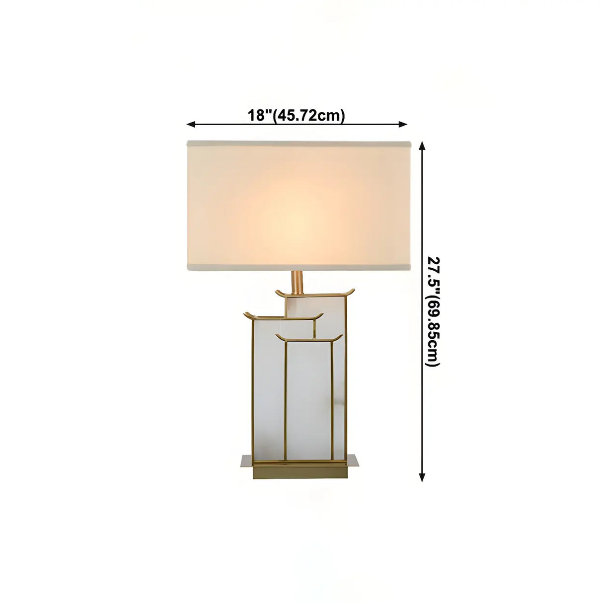 Stylish Rectangular Fabric Gold Bedroom Table Lamp 