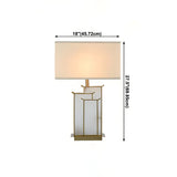 Stylish Rectangular Fabric Gold Bedroom Table Lamp #size