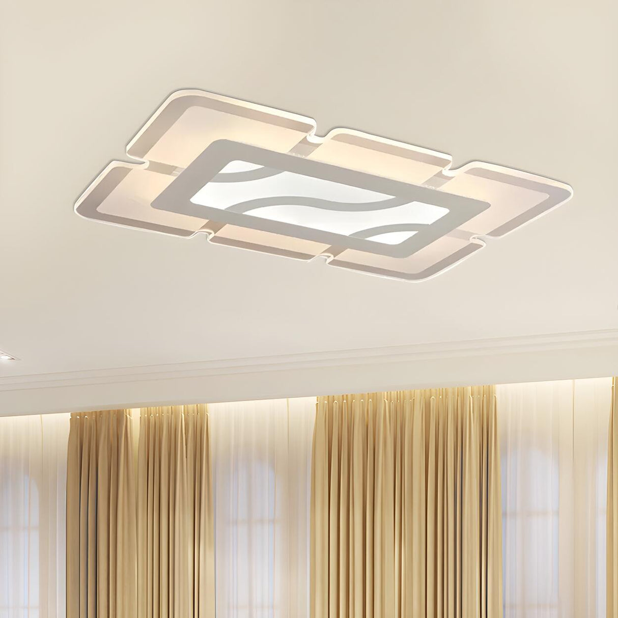 Stylish Rectangular LED Flush Mount Ceiling Light Image - 7