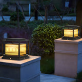 Stylish Rectangular Metal Frame Outdoor Lamp Black Image - 11