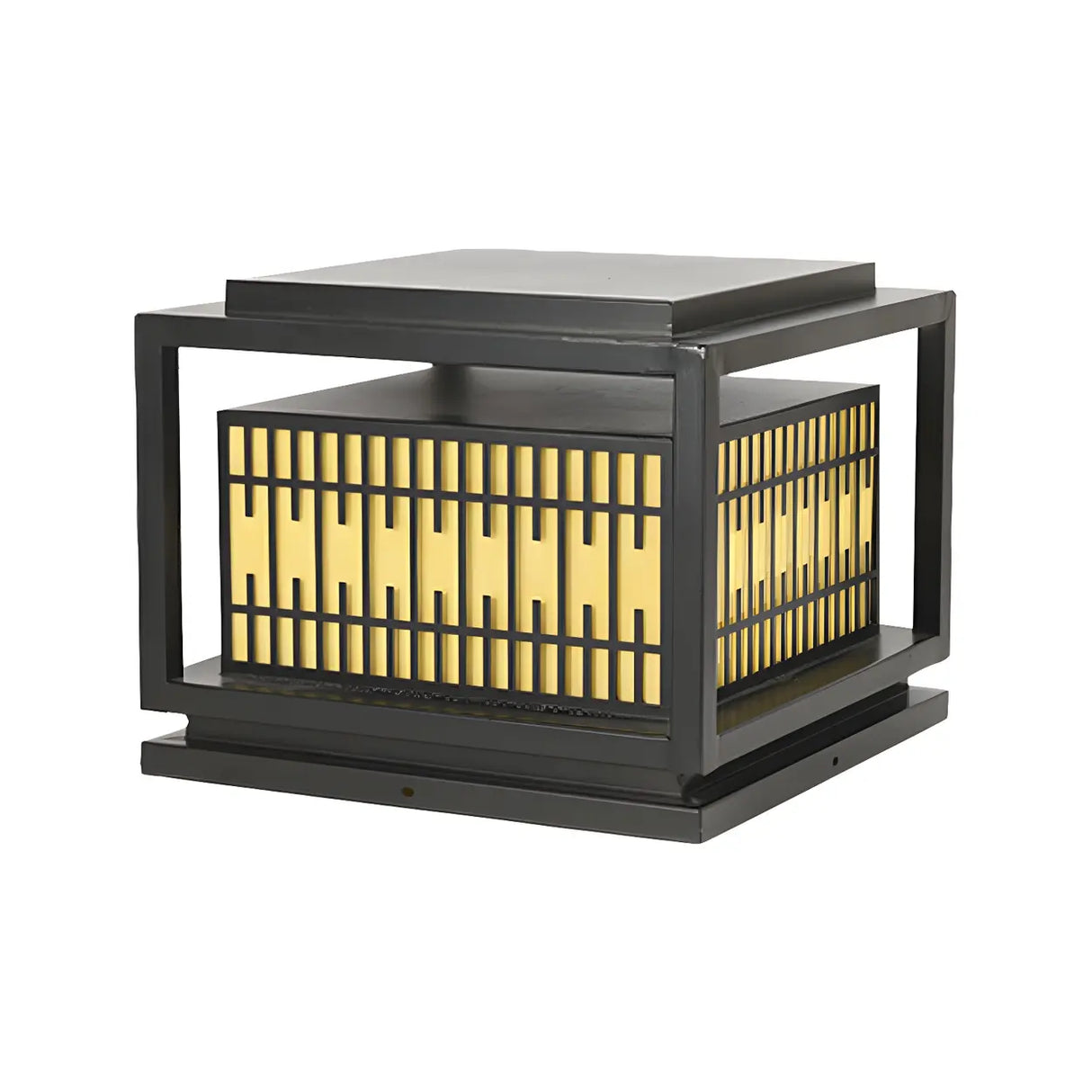 Stylish Rectangular Metal Frame Outdoor Lamp Black Image - 2