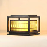 Stylish Rectangular Metal Frame Outdoor Lamp Black Image - 7