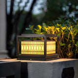 Stylish Rectangular Metal Frame Outdoor Lamp Black Image - 9