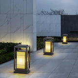 Stylish Rectangular Metal Patio Lantern Outdoor Lamp Image - 10