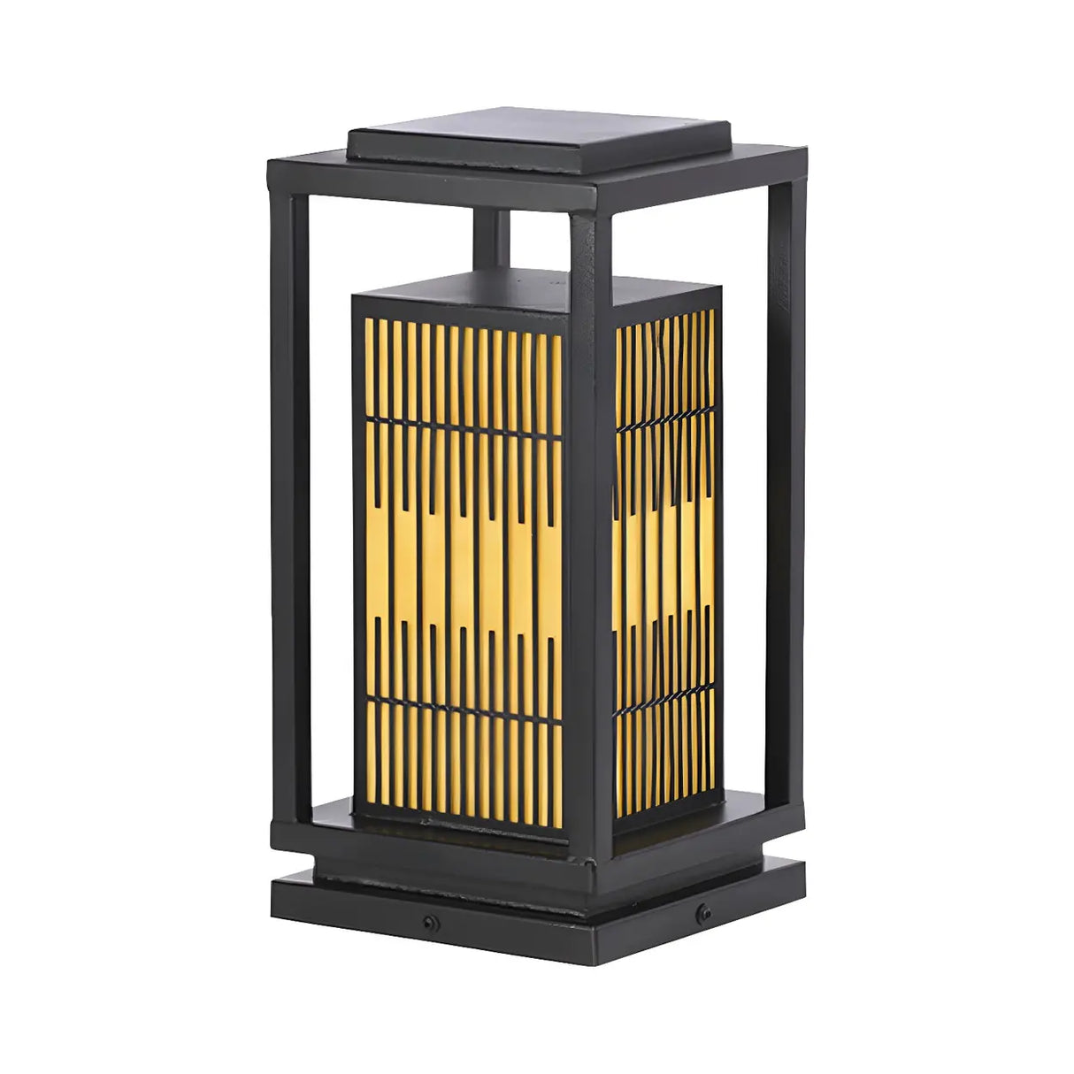 Stylish Rectangular Metal Patio Lantern Outdoor Lamp Image - 2