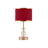 Stylish Red Fabric Drum Shade Crystal Base Table Lamp Image - 5