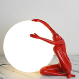 Stylish Red Human Figure Globe Shade Moon Table Lamp Image - 13