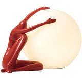 Stylish Red Human Figure Globe Shade Moon Table Lamp Image - 5