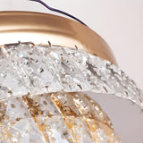 Stylish Retractable Blade Crystal Ceiling Fan Light Image - 10