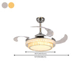 Stylish Retractable Blade Crystal Ceiling Fan Light #size