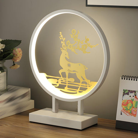 Stylish Ring Deer Pattern Modern LED Decor Table Lamp Image - 1