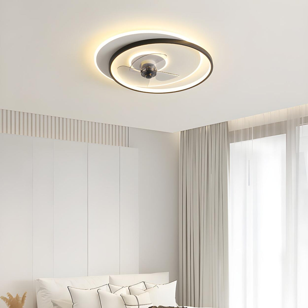 Stylish Ring Geometric Ceiling Fan with LED Lights Image - 14