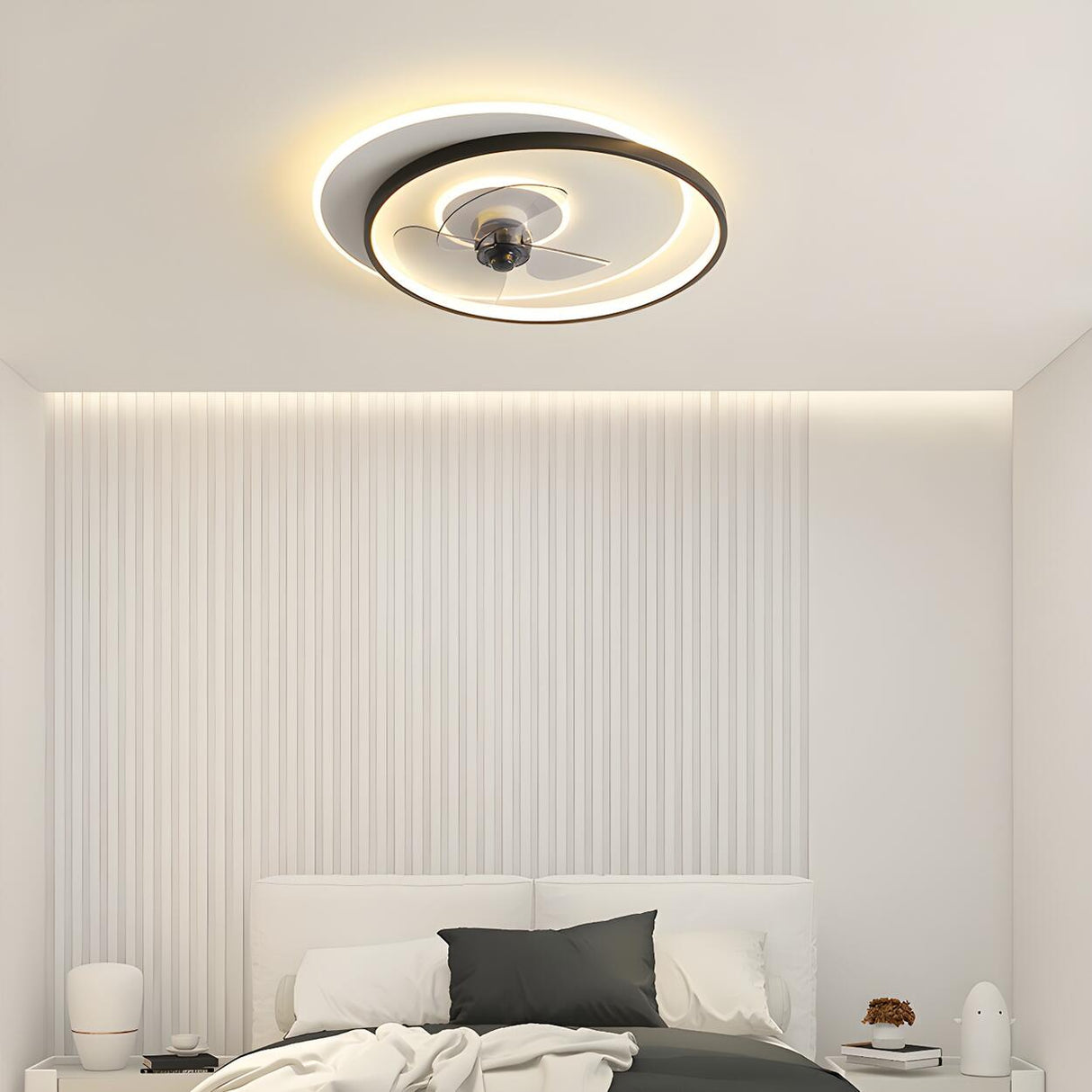 Stylish Ring Geometric Ceiling Fan with LED Lights Image - 2