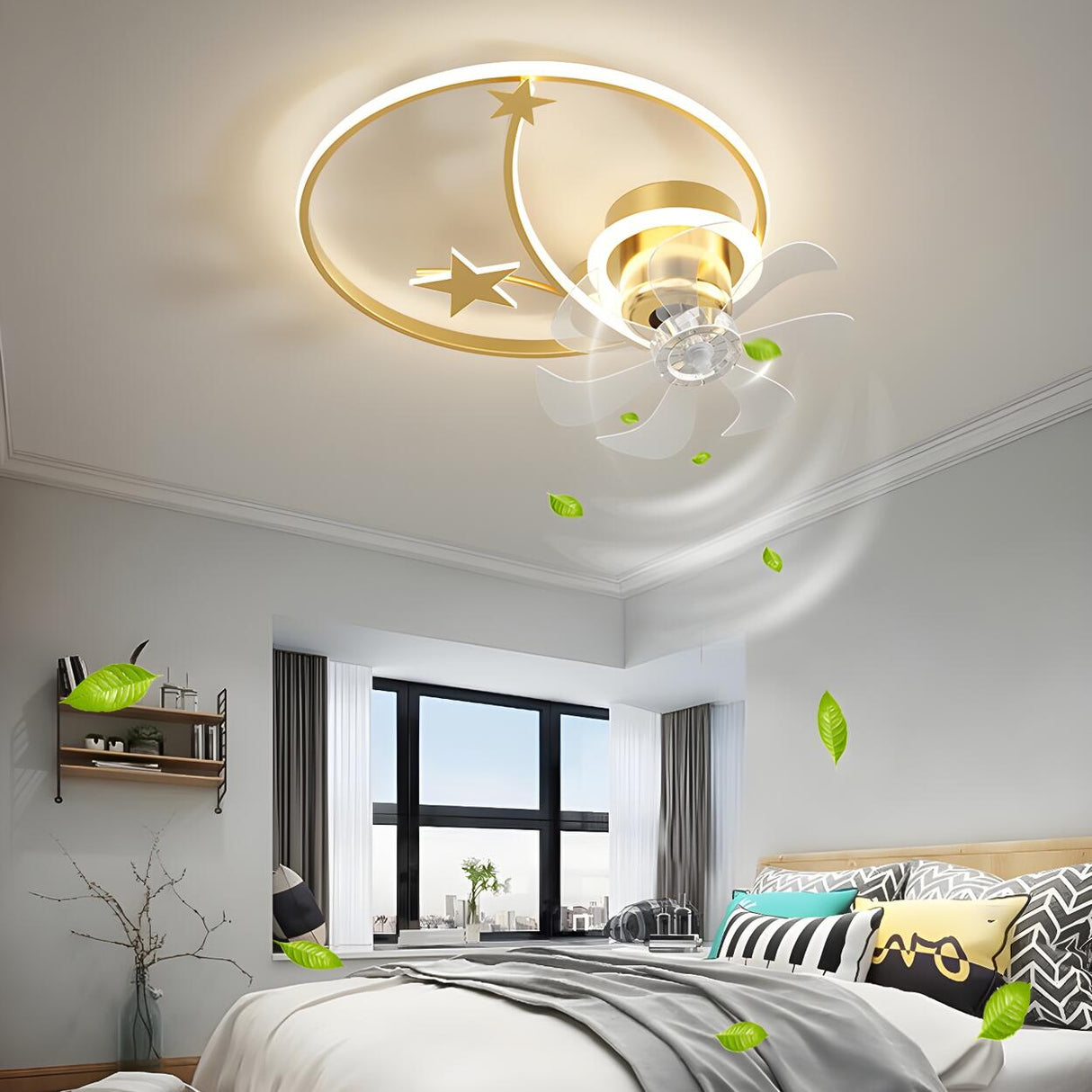 Stylish Ring Star Modern Ceiling Fan with LED Light Image - 1