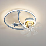 Stylish Ring Star Modern Ceiling Fan with LED Light Image - 2