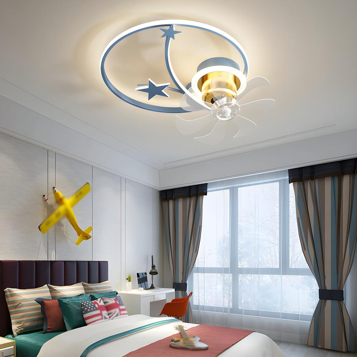 Stylish Ring Star Modern Ceiling Fan with LED Light Image - 3