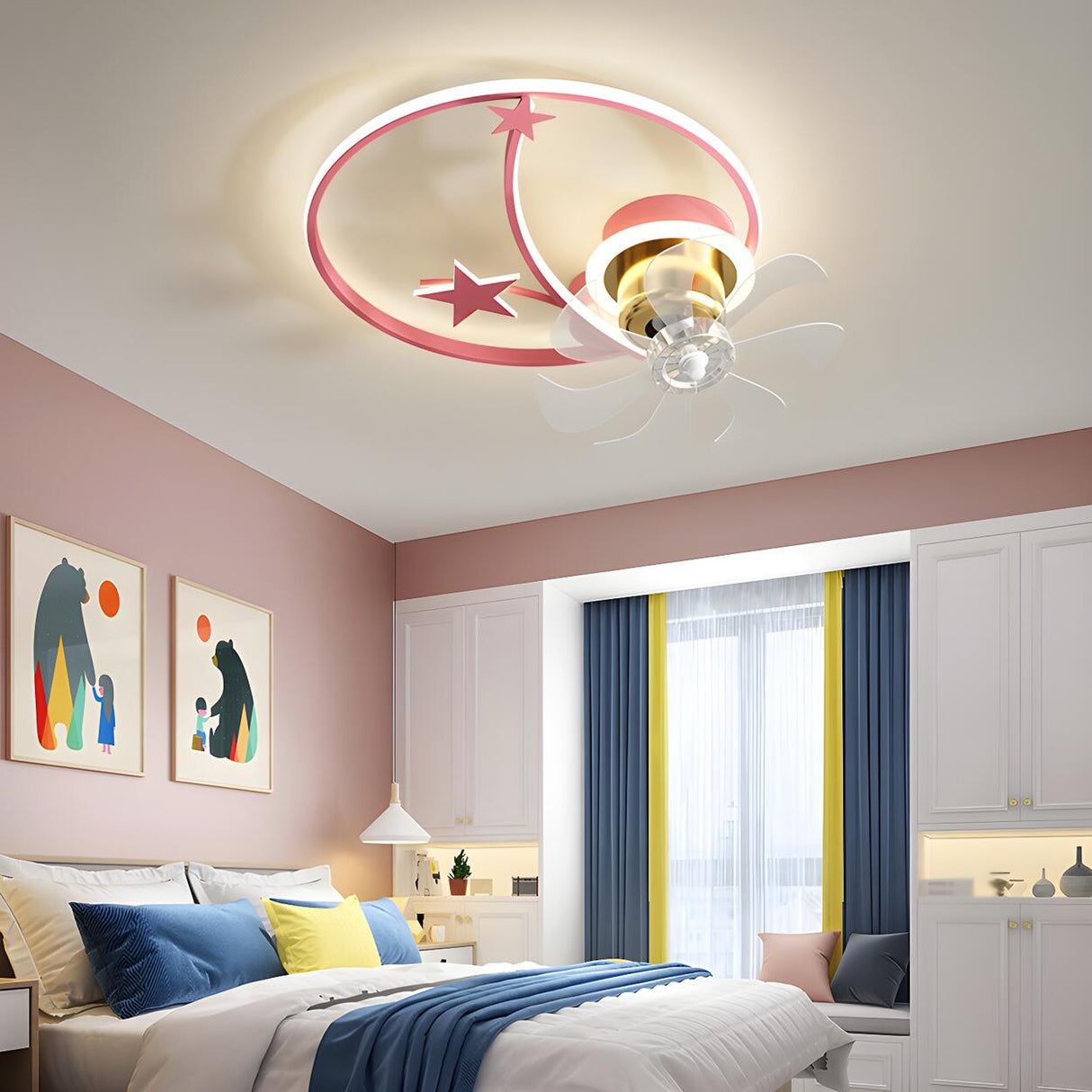 Stylish Ring Star Modern Ceiling Fan with LED Light Image - 6