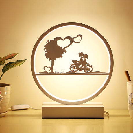 Stylish Romantic Silhouette Circle Beside Table Lamp Image - 1