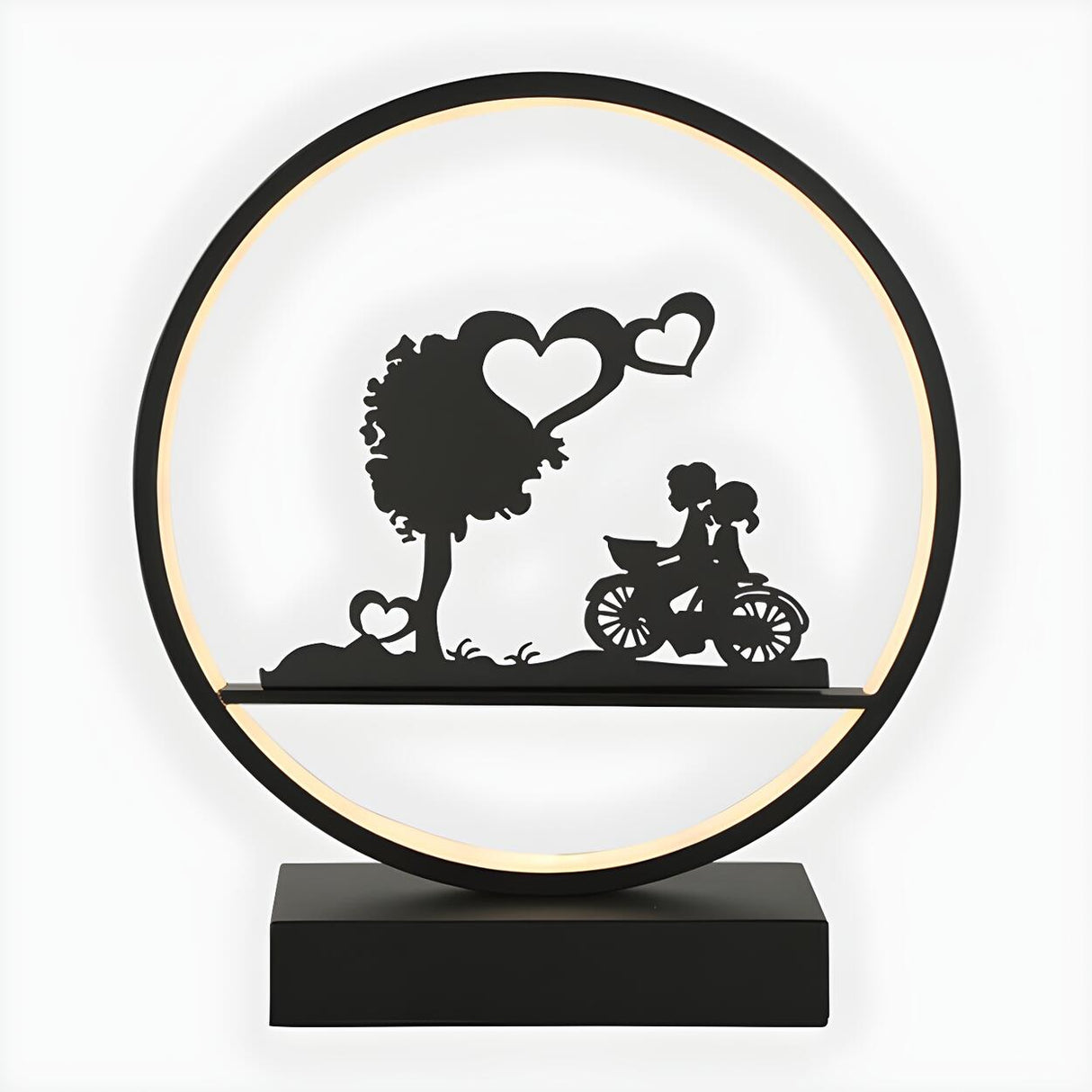 Stylish Romantic Silhouette Circle Beside Table Lamp Image - 2