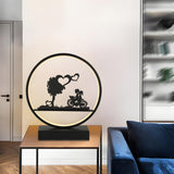 Stylish Romantic Silhouette Circle Beside Table Lamp Image - 4