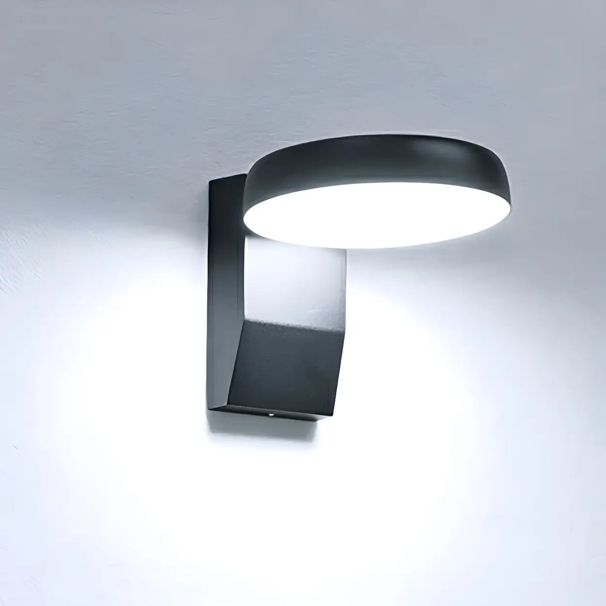 Stylish Round Black Metal External LED Wall Sconce Image - 7