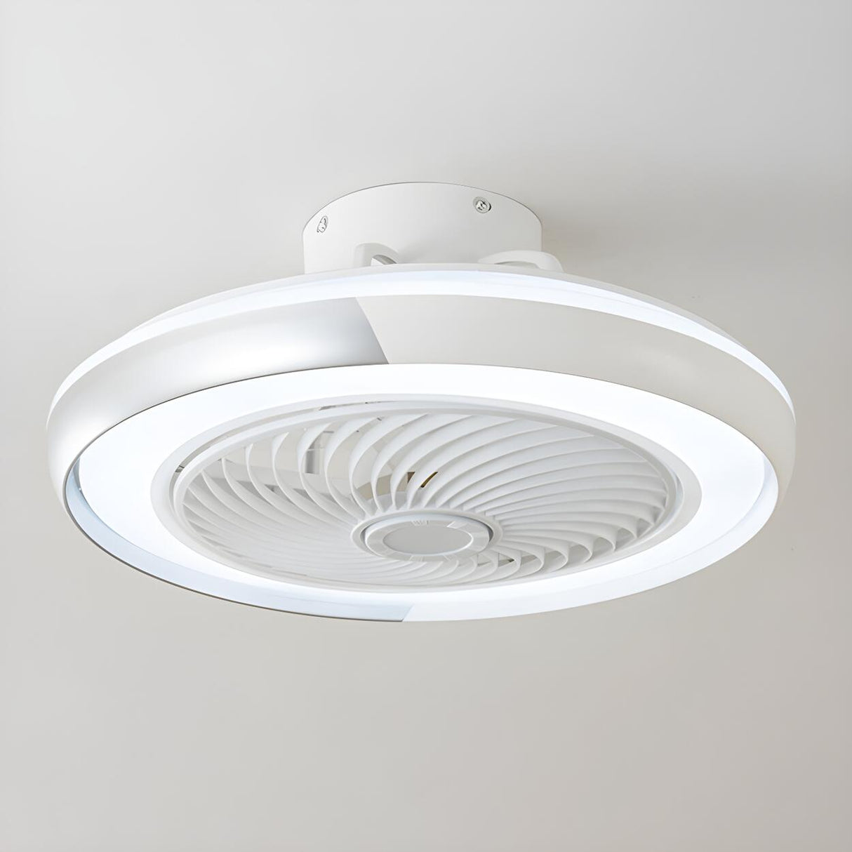 Stylish Round Bladeless Modern Ceiling Fan with Light Image - 11