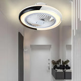 Stylish Round Bladeless Modern Ceiling Fan with Light Image - 5