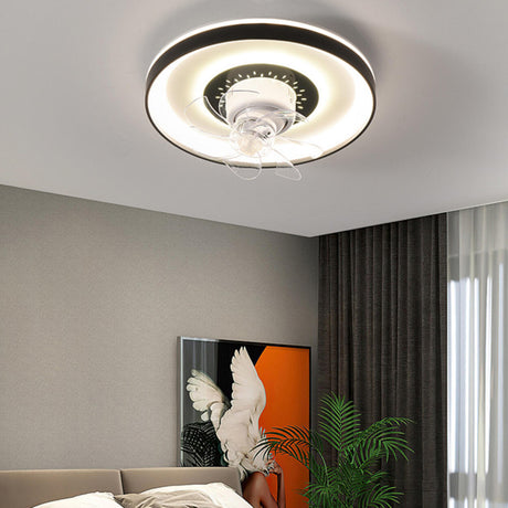 Stylish Round Flush Mount 7 Blades Ceiling Fan Light Image - 1