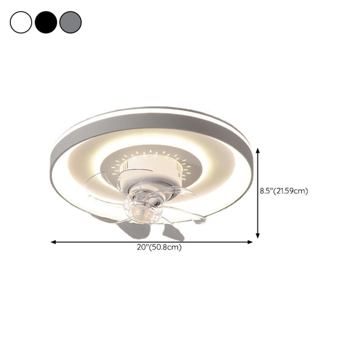 Stylish Round Flush Mount 7 Blades Ceiling Fan Light 