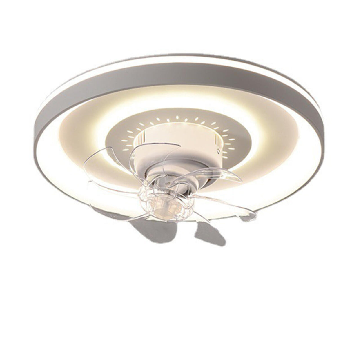 Stylish Round Flush Mount 7 Blades Ceiling Fan Light Image - 5