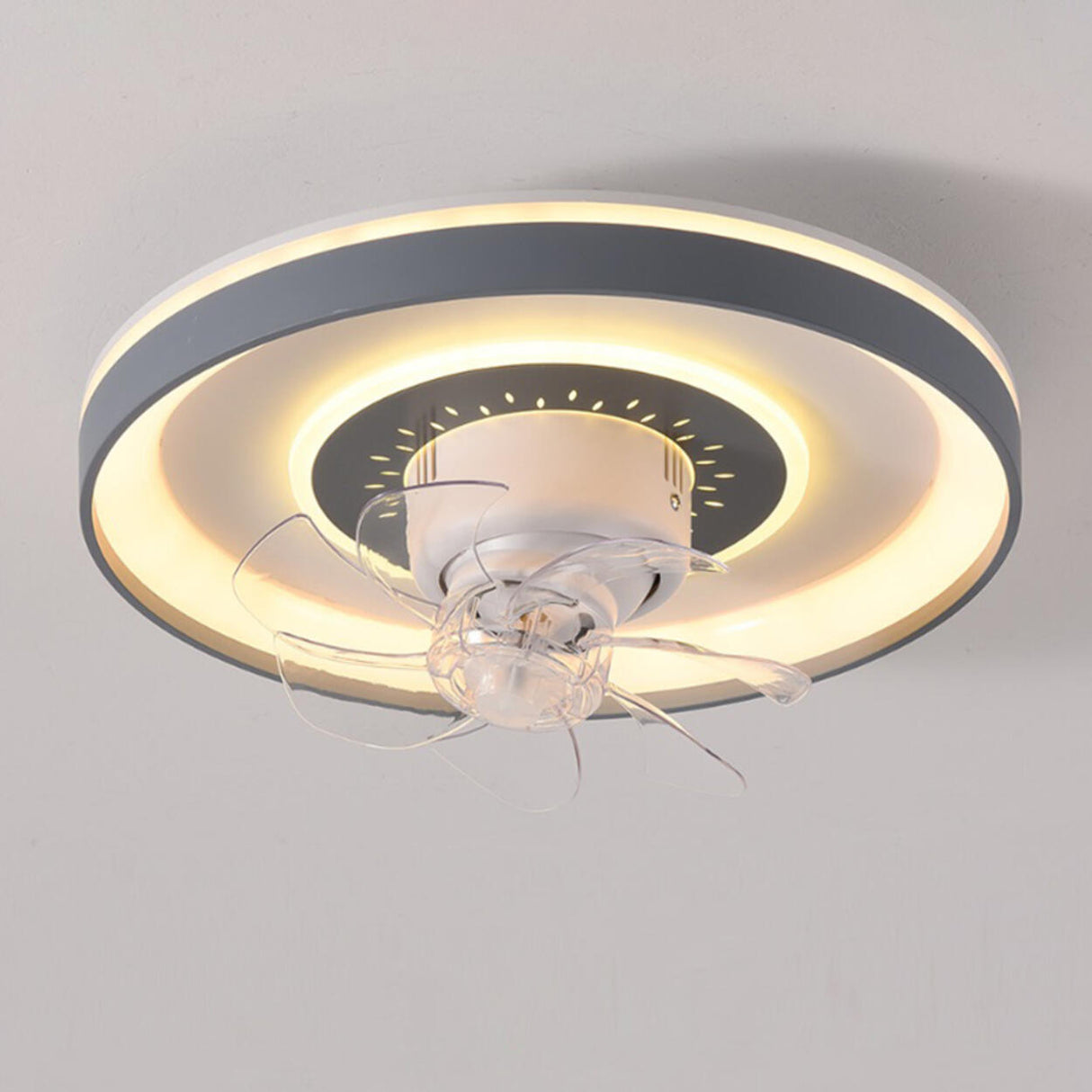 Stylish Round Flush Mount 7 Blades Ceiling Fan Light Image - 6