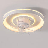 Stylish Round Flush Mount 7 Blades Ceiling Fan Light Image - 8