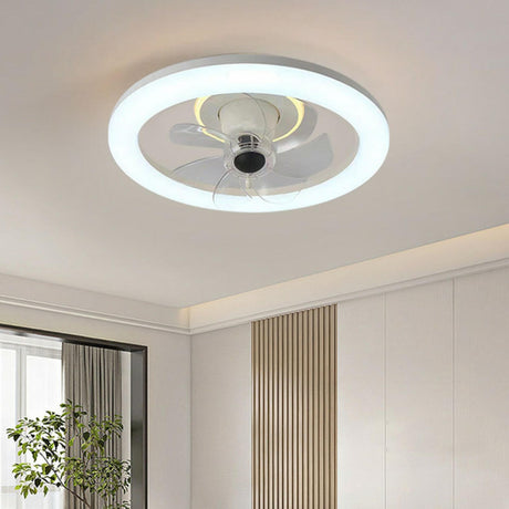 Stylish Round LED Ceiling Fan with Transparent Blades Image - 1