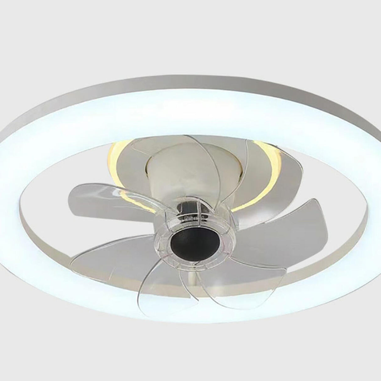 Stylish Round LED Ceiling Fan with Transparent Blades Image - 11