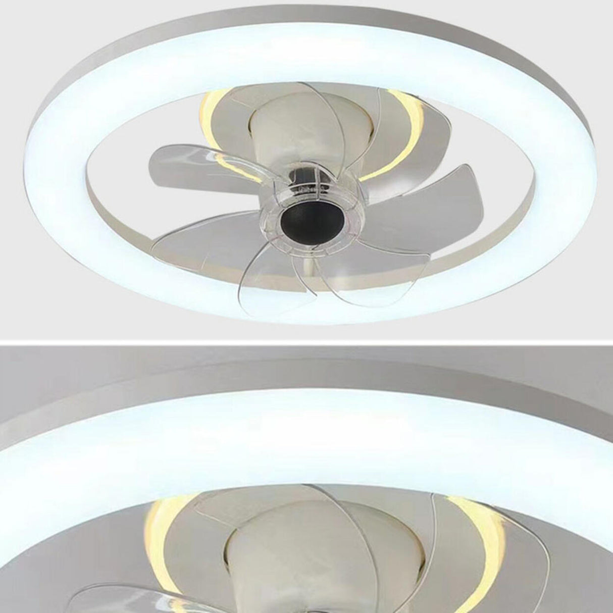 Stylish Round LED Ceiling Fan with Transparent Blades Image - 12