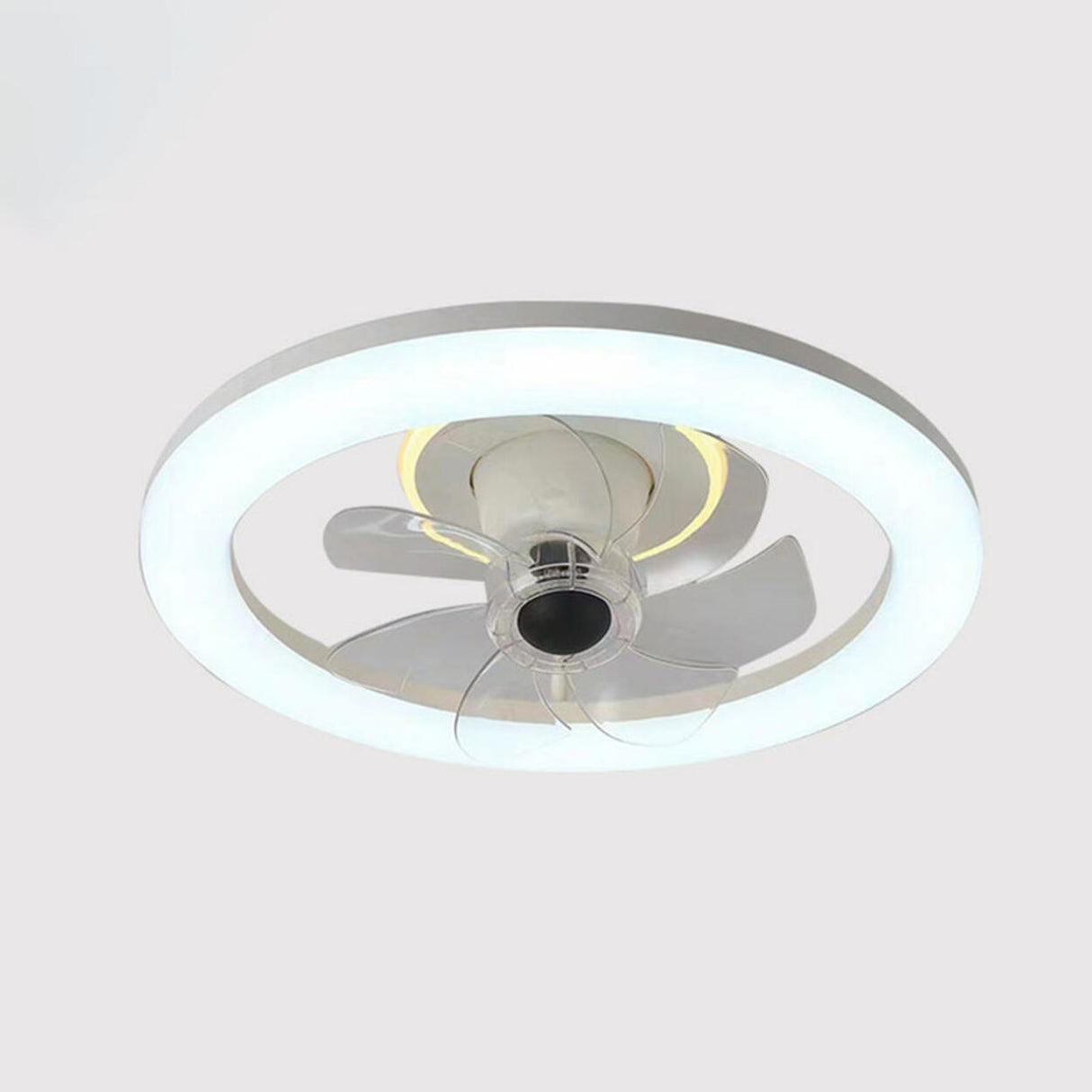 Stylish Round LED Ceiling Fan with Transparent Blades Image - 6