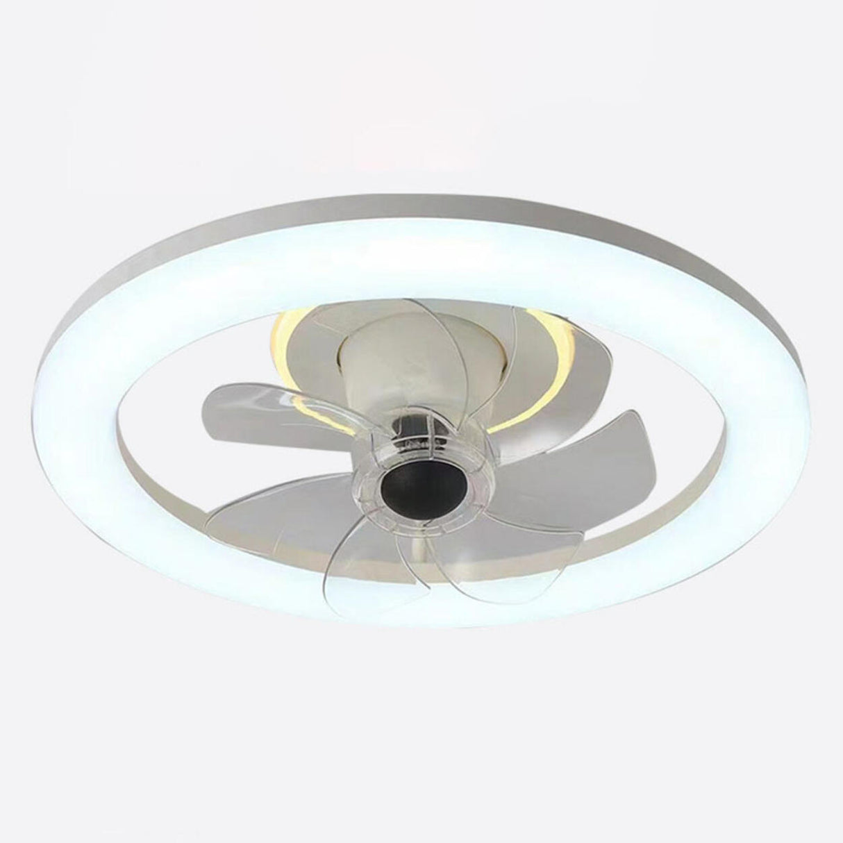 Stylish Round LED Ceiling Fan with Transparent Blades Image - 7