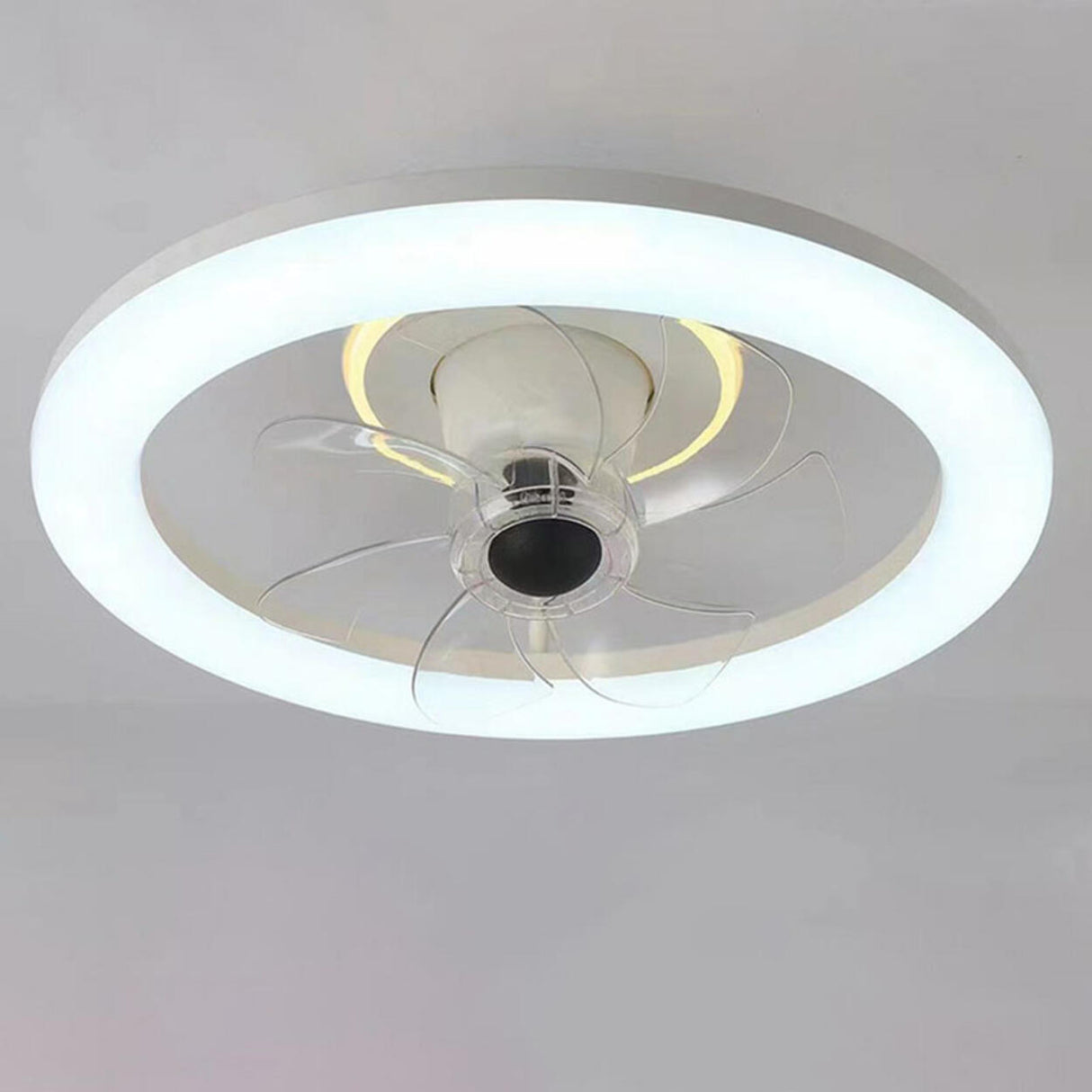 Stylish Round LED Ceiling Fan with Transparent Blades Image - 8