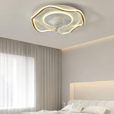 Stylish Round Wave Flush Remote Ceiling Fan with Light Image - 13