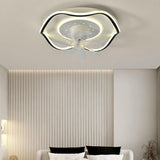 Stylish Round Wave Flush Remote Ceiling Fan with Light Image - 17