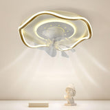 Stylish Round Wave Flush Remote Ceiling Fan with Light Image - 19