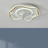 Stylish Round Wave Flush Remote Ceiling Fan with Light Image - 9