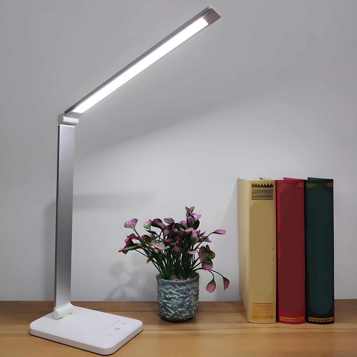 Stylish Silver Modern LED Table Lamp with Touch Switch Image - 2