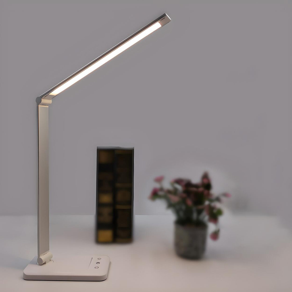 Stylish Silver Modern LED Table Lamp with Touch Switch Image - 3