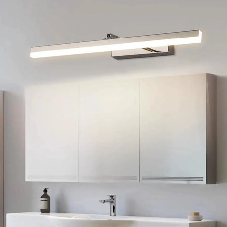 Stylish Silver Rectangular LED Bathroom Vanity Light Image - 1