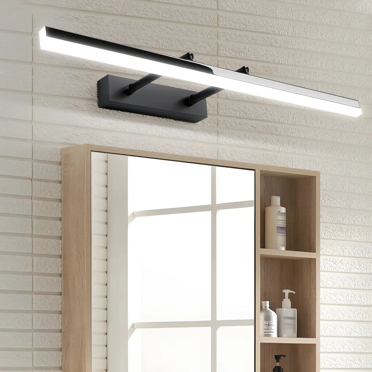 Stylish Silver Rectangular LED Bathroom Vanity Light Image - 10