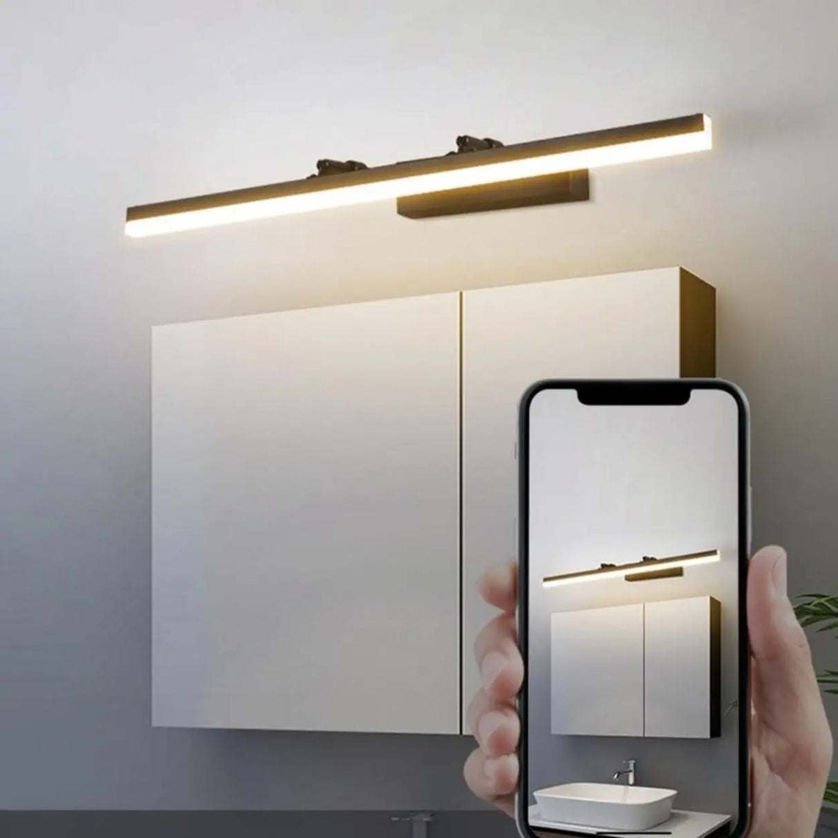 Stylish Silver Rectangular LED Bathroom Vanity Light Image - 12