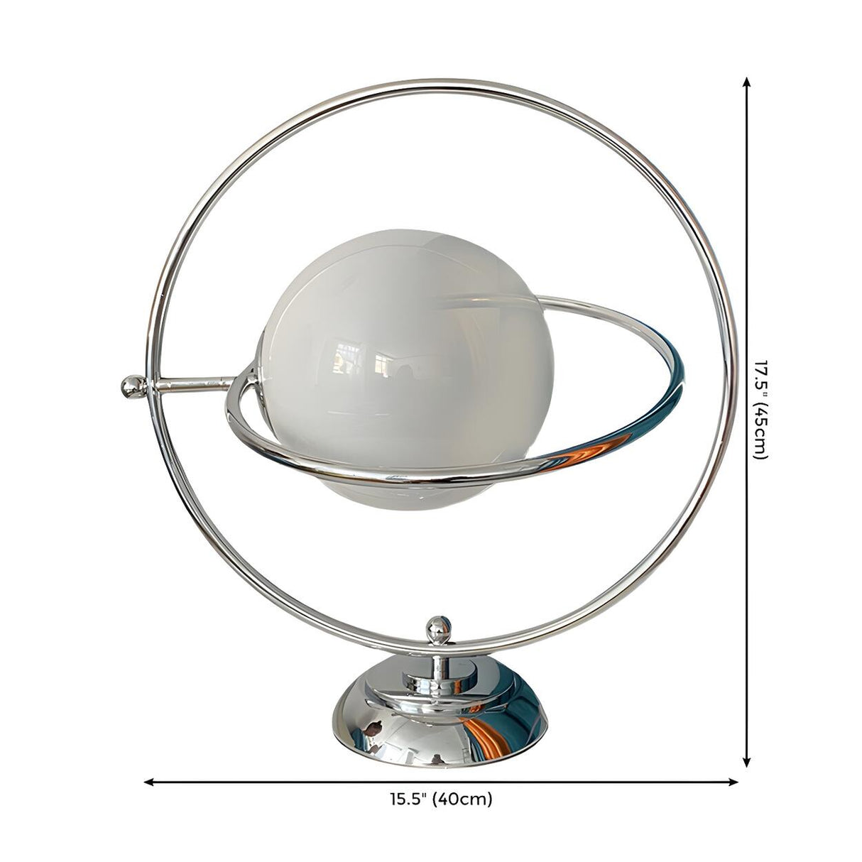 Stylish Silver Round Rotating Moon Metal Table Lamp 