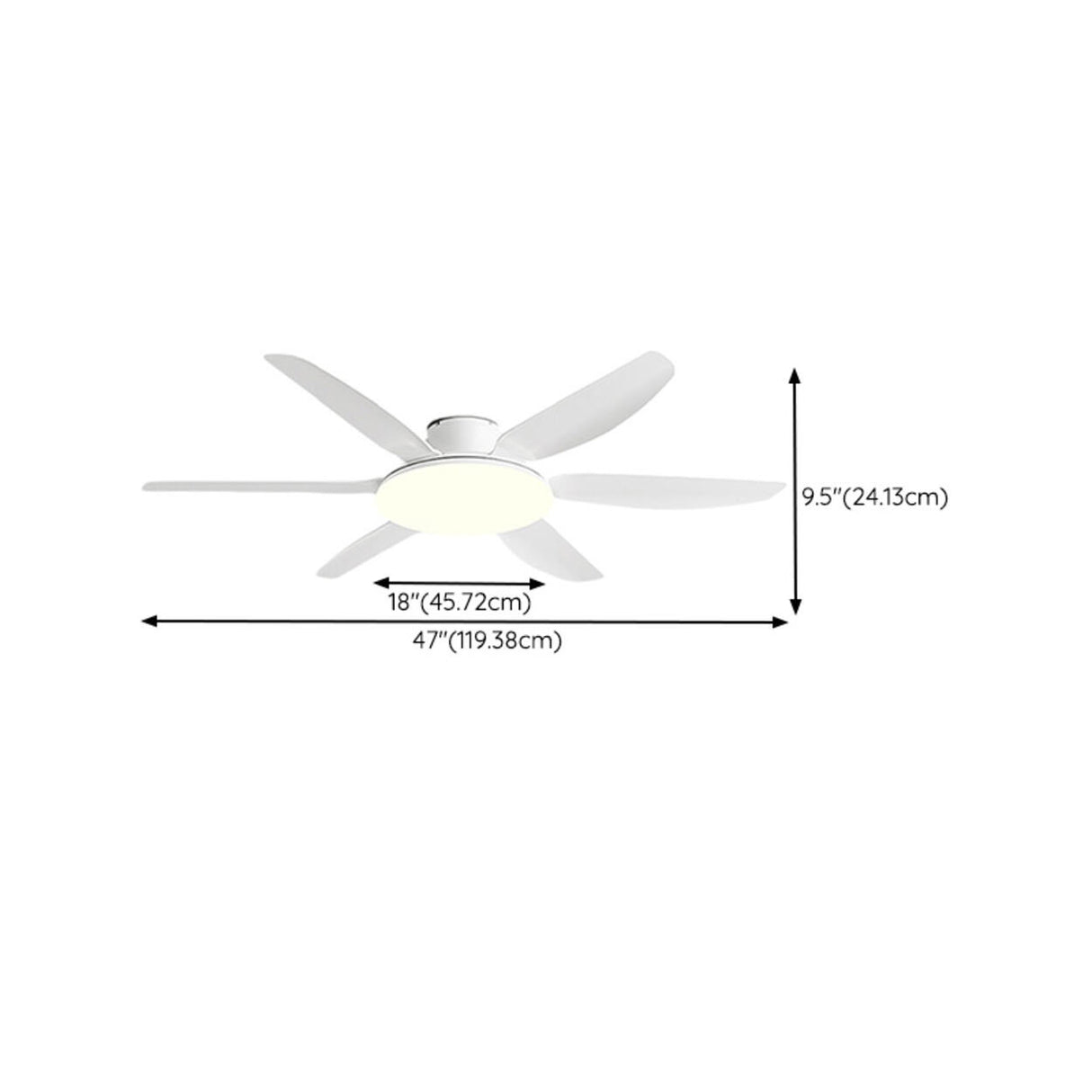 Stylish Simple 6 Blade Wood Ceiling Fan with LED Light 