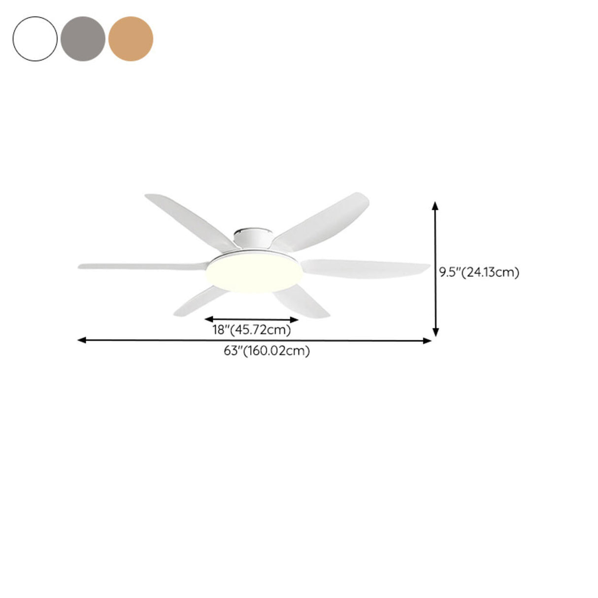 Stylish Simple 6 Blade Wood Ceiling Fan with LED Light Image - 14